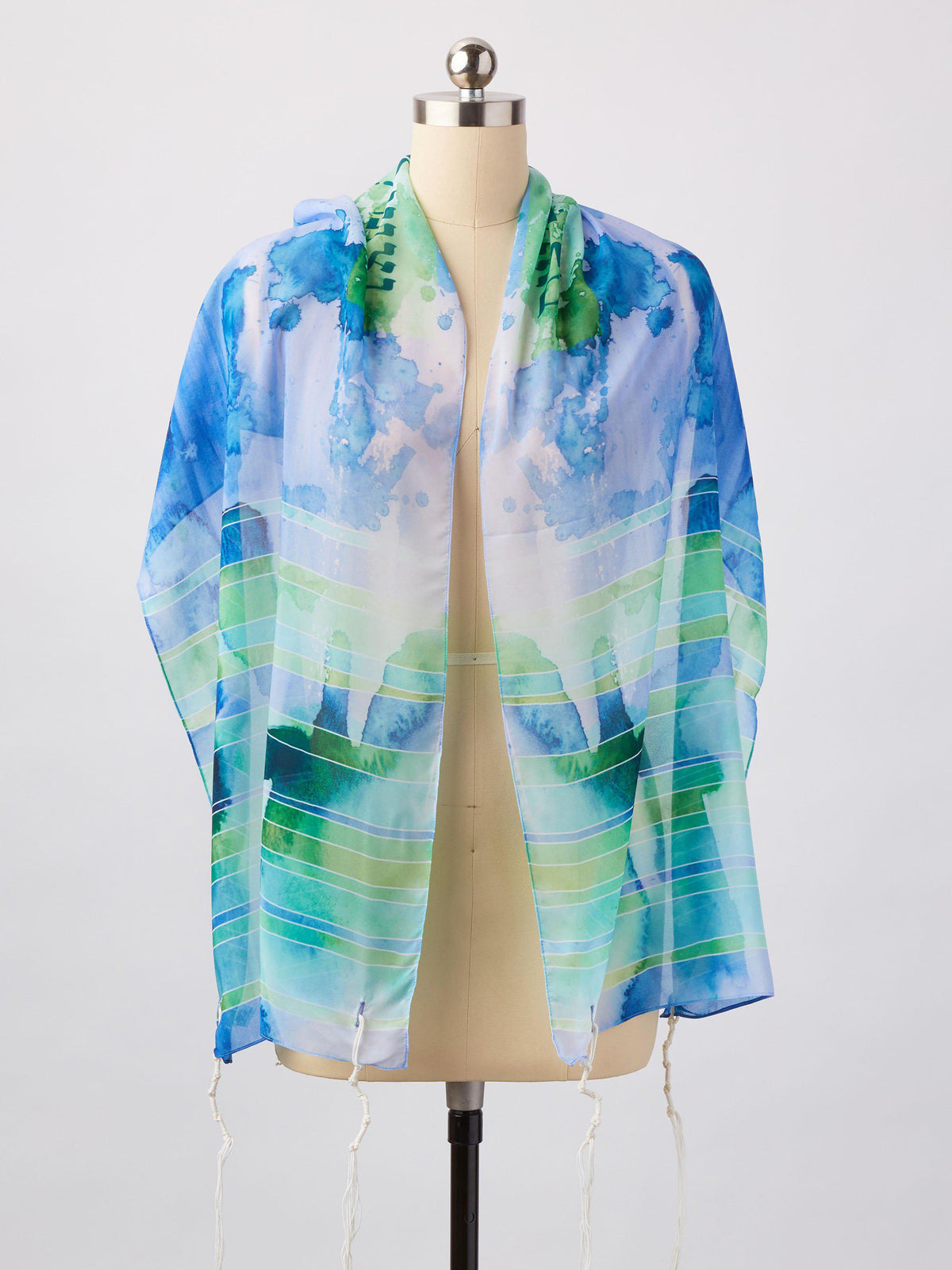 blue and green bat mitzvah tallit